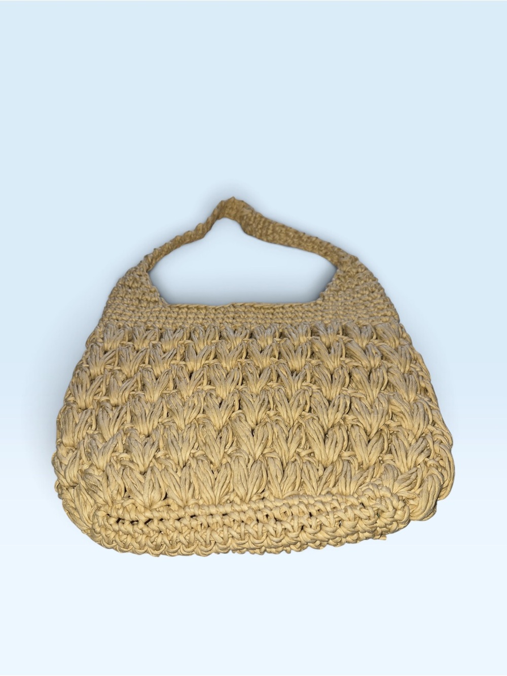 Crocheted Cream Shoulder Bag - Casual Knit Tote